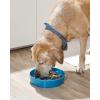 image:imageLE TAUCI Ceramic Slow Feeder Dog Bowls Elevated 3 Cup Raised Bowl with Wooden Stand for Medium Large Breed Slow Down Eating Puzzle Dog Food Bowl Star YellowVortex Blue