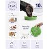 image:imageLE TAUCI Ceramic Slow Feeder Dog Bowls Elevated 3 Cup Raised Bowl with Wooden Stand for Medium Large Breed Slow Down Eating Puzzle Dog Food Bowl Star YellowClover Green