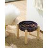 image:imageLE TAUCI Ceramic Slow Feeder Dog Bowls Elevated 3 Cup Raised Bowl with Wooden Stand for Medium Large Breed Slow Down Eating Puzzle Dog Food Bowl Star YellowMaze PurpleStand