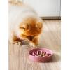 image:imageLE TAUCI Ceramic Slow Feeder Dog Bowls Elevated 3 Cup Raised Bowl with Wooden Stand for Medium Large Breed Slow Down Eating Puzzle Dog Food Bowl Star YellowPink Bloom