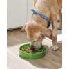 image:imageLE TAUCI Ceramic Slow Feeder Dog Bowls Elevated 3 Cup Raised Bowl with Wooden Stand for Medium Large Breed Slow Down Eating Puzzle Dog Food Bowl Star YellowClover Green