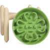 image:imageLE TAUCI Ceramic Slow Feeder Dog Bowls Elevated 3 Cup Raised Bowl with Wooden Stand for Medium Large Breed Slow Down Eating Puzzle Dog Food Bowl Star YellowClover GreenStand