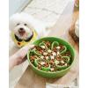 image:imageLE TAUCI Ceramic Slow Feeder Dog Bowls Elevated 3 Cup Raised Bowl with Wooden Stand for Medium Large Breed Slow Down Eating Puzzle Dog Food Bowl Star YellowClover Green