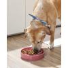 image:imageLE TAUCI Ceramic Slow Feeder Dog Bowls Elevated 3 Cup Raised Bowl with Wooden Stand for Medium Large Breed Slow Down Eating Puzzle Dog Food Bowl Star YellowPink Bloom
