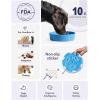 image:imageLE TAUCI Ceramic Slow Feeder Dog Bowls Elevated 3 Cup Raised Bowl with Wooden Stand for Medium Large Breed Slow Down Eating Puzzle Dog Food Bowl Star YellowVortex Blue