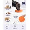 image:imageLE TAUCI Ceramic Slow Feeder Dog Bowls Elevated 3 Cup Raised Bowl with Wooden Stand for Medium Large Breed Slow Down Eating Puzzle Dog Food Bowl Star YellowSun Orange
