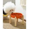 image:imageLE TAUCI Ceramic Slow Feeder Dog Bowls Elevated 3 Cup Raised Bowl with Wooden Stand for Medium Large Breed Slow Down Eating Puzzle Dog Food Bowl Star YellowSun OrangeStand