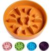image:imageLE TAUCI Ceramic Slow Feeder Dog Bowls Elevated 3 Cup Raised Bowl with Wooden Stand for Medium Large Breed Slow Down Eating Puzzle Dog Food Bowl Star YellowSun Orange