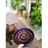 image:imageLE TAUCI Ceramic Slow Feeder Dog Bowls Elevated 3 Cup Raised Bowl with Wooden Stand for Medium Large Breed Slow Down Eating Puzzle Dog Food Bowl Star YellowMaze Purple