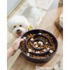 image:imageLE TAUCI Ceramic Slow Feeder Dog Bowls Elevated 3 Cup Raised Bowl with Wooden Stand for Medium Large Breed Slow Down Eating Puzzle Dog Food Bowl Star YellowMaze Purple