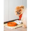 image:imageLE TAUCI Ceramic Slow Feeder Dog Bowls Elevated 3 Cup Raised Bowl with Wooden Stand for Medium Large Breed Slow Down Eating Puzzle Dog Food Bowl Star YellowSun Orange