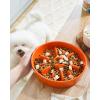 image:imageLE TAUCI Ceramic Slow Feeder Dog Bowls Elevated 3 Cup Raised Bowl with Wooden Stand for Medium Large Breed Slow Down Eating Puzzle Dog Food Bowl Star YellowSun Orange