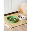 image:imageLE TAUCI Ceramic Slow Feeder Dog Bowls Elevated 3 Cup Raised Bowl with Wooden Stand for Medium Large Breed Slow Down Eating Puzzle Dog Food Bowl Star YellowClover Green