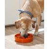 image:imageLE TAUCI Ceramic Slow Feeder Dog Bowls Elevated 3 Cup Raised Bowl with Wooden Stand for Medium Large Breed Slow Down Eating Puzzle Dog Food Bowl Star YellowSun Orange