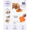 image:imageLE TAUCI Ceramic Slow Feeder Dog Bowls Elevated 3 Cup Raised Bowl with Wooden Stand for Medium Large Breed Slow Down Eating Puzzle Dog Food Bowl Star YellowSun Orange
