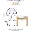 image:imageLE TAUCI Ceramic Slow Feeder Dog Bowls Elevated 3 Cup Raised Bowl with Wooden Stand for Medium Large Breed Slow Down Eating Puzzle Dog Food Bowl Star YellowAngle WhiteStand