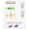 image:imageLE TAUCI Ceramic Slow Feeder Dog Bowls Elevated 3 Cup Raised Bowl with Wooden Stand for Medium Large Breed Slow Down Eating Puzzle Dog Food Bowl Star YellowClover GreenStand