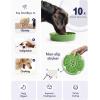 image:imageLE TAUCI Ceramic Slow Feeder Dog Bowls Elevated 3 Cup Raised Bowl with Wooden Stand for Medium Large Breed Slow Down Eating Puzzle Dog Food Bowl Star YellowClover Green