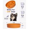 image:imageLE TAUCI Ceramic Slow Feeder Dog Bowls Elevated 3 Cup Raised Bowl with Wooden Stand for Medium Large Breed Slow Down Eating Puzzle Dog Food Bowl Star YellowSun Orange