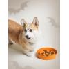 image:imageLE TAUCI Ceramic Slow Feeder Dog Bowls Elevated 3 Cup Raised Bowl with Wooden Stand for Medium Large Breed Slow Down Eating Puzzle Dog Food BowlSkull BlackPumpkin Orange