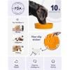image:imageLE TAUCI Ceramic Slow Feeder Dog Bowls Elevated 3 Cup Raised Bowl with Wooden Stand for Medium Large Breed Slow Down Eating Puzzle Dog Food BowlSkull BlackPumpkin Orange