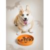 image:imageLE TAUCI Ceramic Slow Feeder Dog Bowls Elevated 3 Cup Raised Bowl with Wooden Stand for Medium Large Breed Slow Down Eating Puzzle Dog Food BowlSkull BlackPumpkin Orange