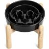 image:imageLE TAUCI Ceramic Slow Feeder Dog Bowls Elevated 3 Cup Raised Bowl with Wooden Stand for Medium Large Breed Slow Down Eating Puzzle Dog Food BowlSkull BlackSkull BlackStand