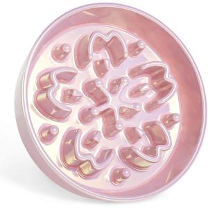 image:imageLE TAUCI Ceramic Slow Feeder Dog Bowls Elevated 3 Cup Raised Bowl with Wooden Stand for Medium Large Breed Slow Down Eating Puzzle Dog Food BowlSkull BlackSakura Pink