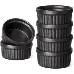 image:imageLE TAUCI Ramekins 4 OZ Oven Safe Creme Brulee Ramekins Pudding Custard Cups Souffle Ramiken Dipping Sauce Dishes Ceramic Ramekin Bowls Set of 6 Matte BlackMatte Black