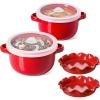 image:imageLE TAUCI 28 oz Soup Bowls with Handles and Silicone Lids Set of 2 and LE TAUCI 48 oz Ceramic Pie Pans for Baking Set of 2