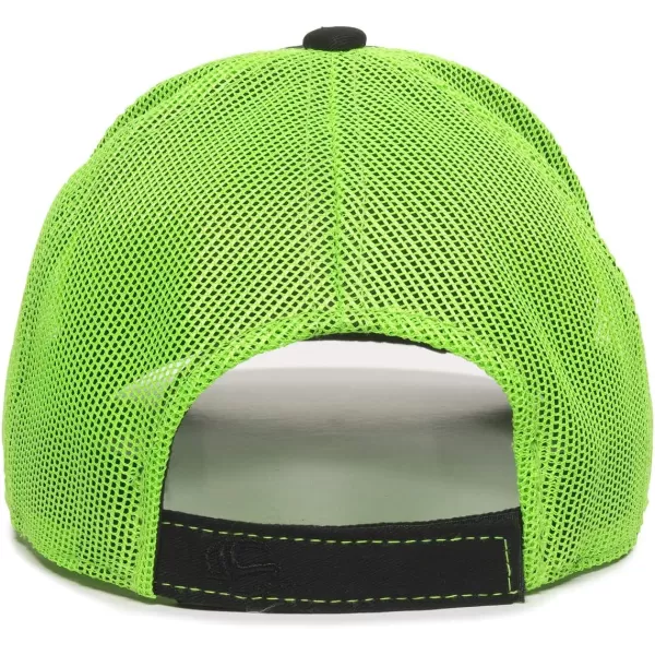 imageOutdoor Cap Structured Mesh Back Trucker CapBlackNeon Green