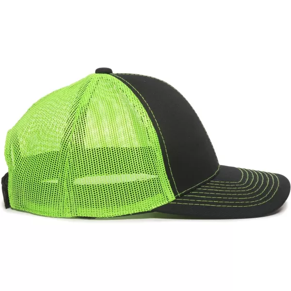 imageOutdoor Cap Structured Mesh Back Trucker CapBlackNeon Green