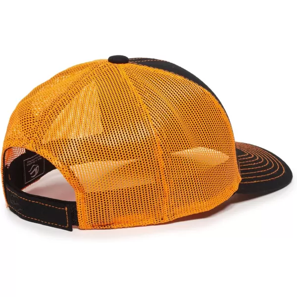 imageOutdoor Cap Structured Mesh Back Trucker CapBlackNeon Orange