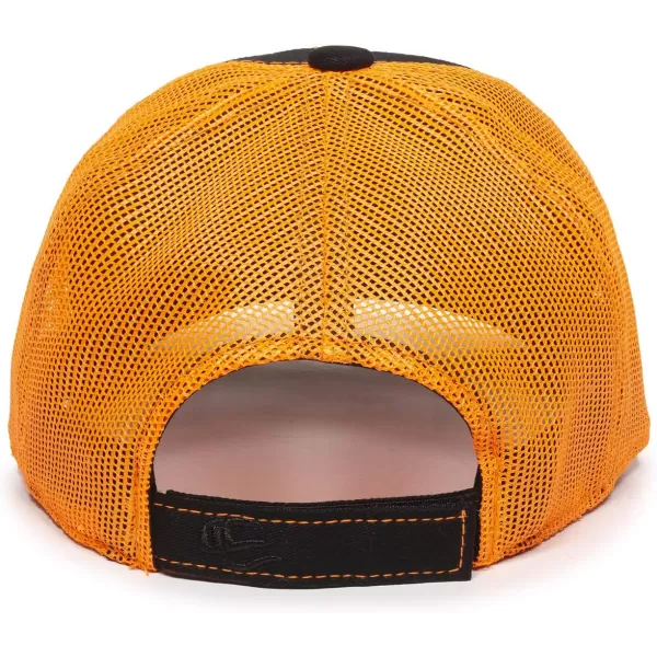 imageOutdoor Cap Structured Mesh Back Trucker CapBlackNeon Orange