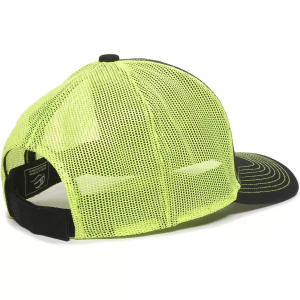 imageOutdoor Cap Structured Mesh Back Trucker CapBlackNeon Yellow