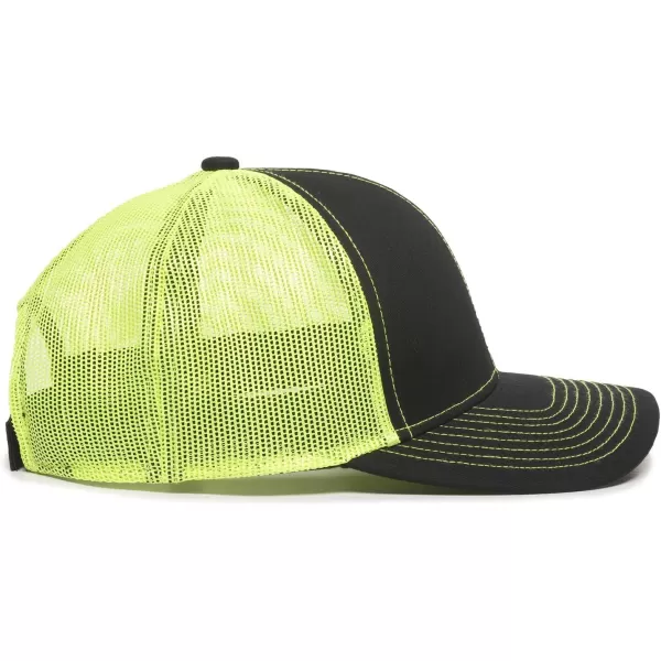 imageOutdoor Cap Structured Mesh Back Trucker CapBlackNeon Yellow