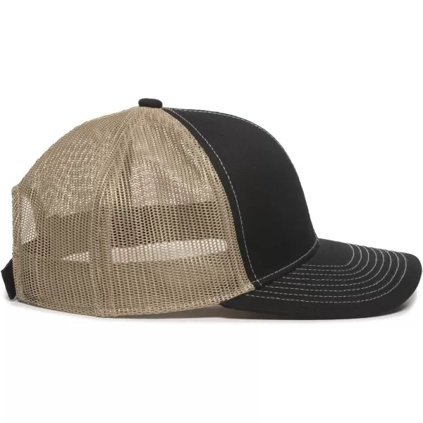 imageOutdoor Cap Structured Mesh Back Trucker CapBlackTan