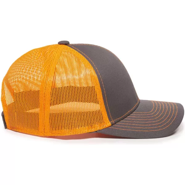 imageOutdoor Cap Structured Mesh Back Trucker CapCharcoalNeon Orange