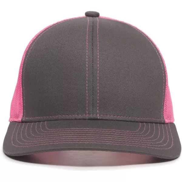 imageOutdoor Cap Structured Mesh Back Trucker CapCharcoalNeon Pink