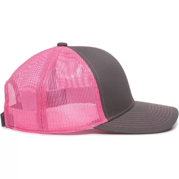 imageOutdoor Cap Structured Mesh Back Trucker CapCharcoalNeon Pink