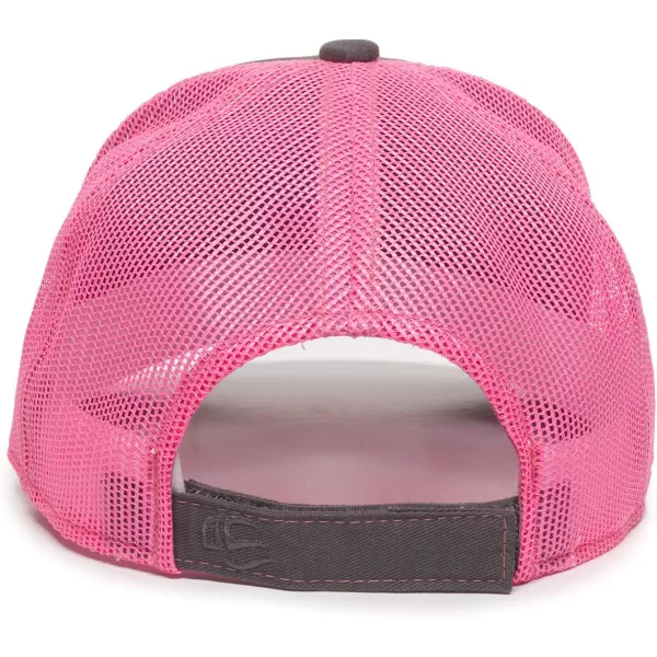 imageOutdoor Cap Structured Mesh Back Trucker CapCharcoalNeon Pink