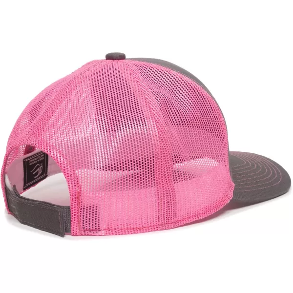 imageOutdoor Cap Structured Mesh Back Trucker CapCharcoalNeon Pink
