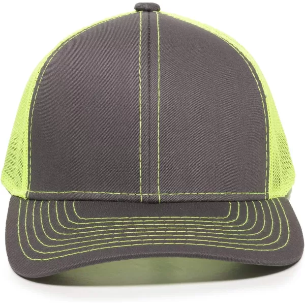 imageOutdoor Cap Structured Mesh Back Trucker CapCharcoalNeon Yellow