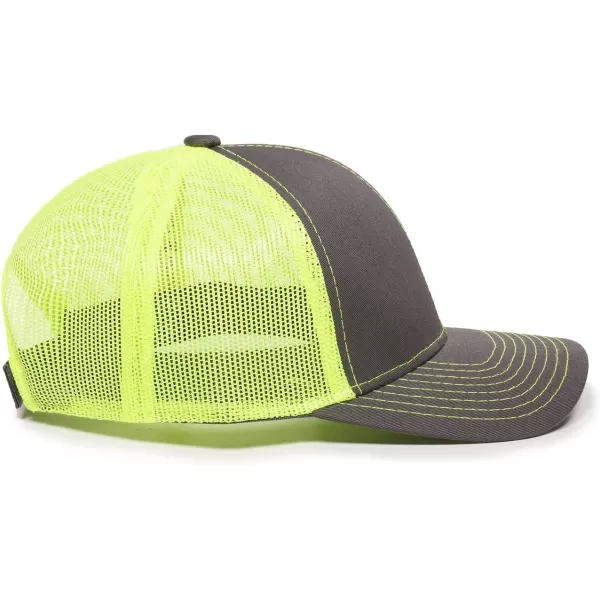 imageOutdoor Cap Structured Mesh Back Trucker CapCharcoalNeon Yellow