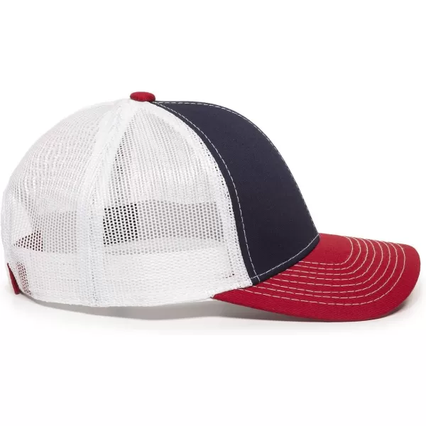 imageOutdoor Cap Structured Mesh Back Trucker CapNavyWhiteRed