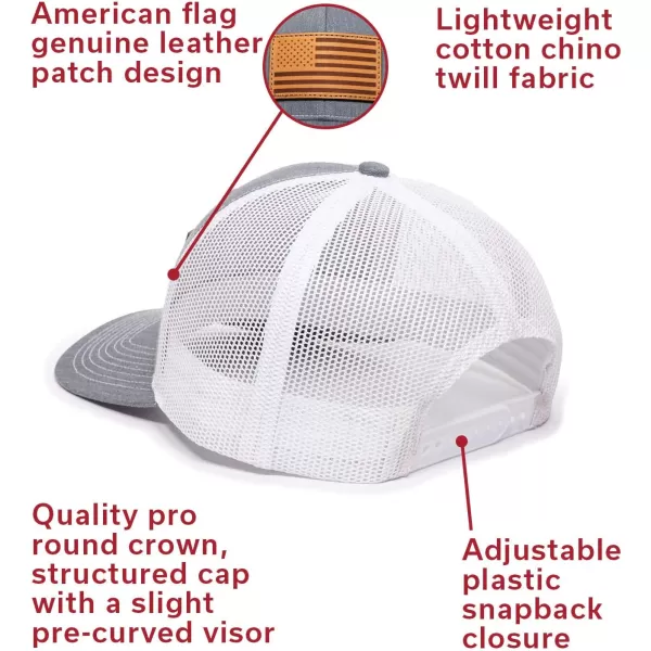 imageAmerican Flag USA Genuine Leather Patch Mesh Back Trucker Hat  Adjustable Snapback Baseball Cap for Men ampamp Women