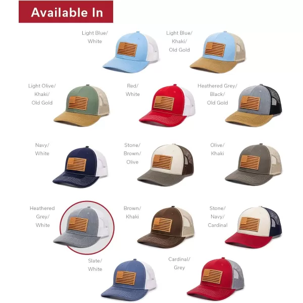 imageAmerican Flag USA Genuine Leather Patch Mesh Back Trucker Hat  Adjustable Snapback Baseball Cap for Men ampamp Women