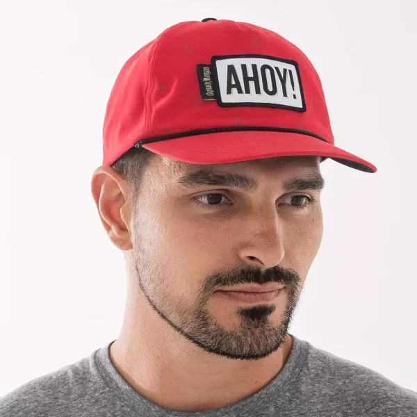 imageCaptain Morgan Ahoy Patch Watermark Pattern Hat  Adjustable Snapback Red Baseball Cap for Men ampamp Women