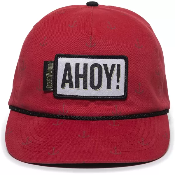 imageCaptain Morgan Ahoy Patch Watermark Pattern Hat  Adjustable Snapback Red Baseball Cap for Men ampamp Women