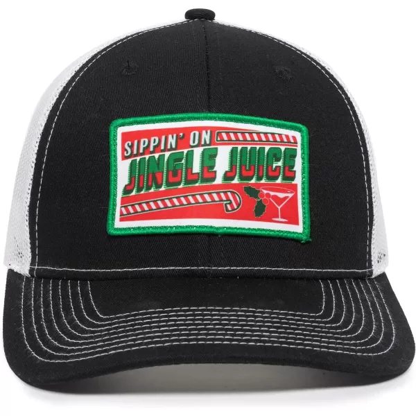 imageSippin on Jingle Juice Christmas Scout Patch Mesh Back Trucker Hat  Adjustable Snapback Christmas Party Black Baseball Cap for Men ampamp Women